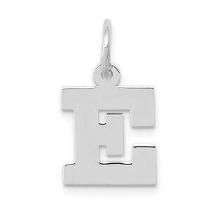 14k White Gold, Amanda Collection, Small Block Style Initial E Pendant